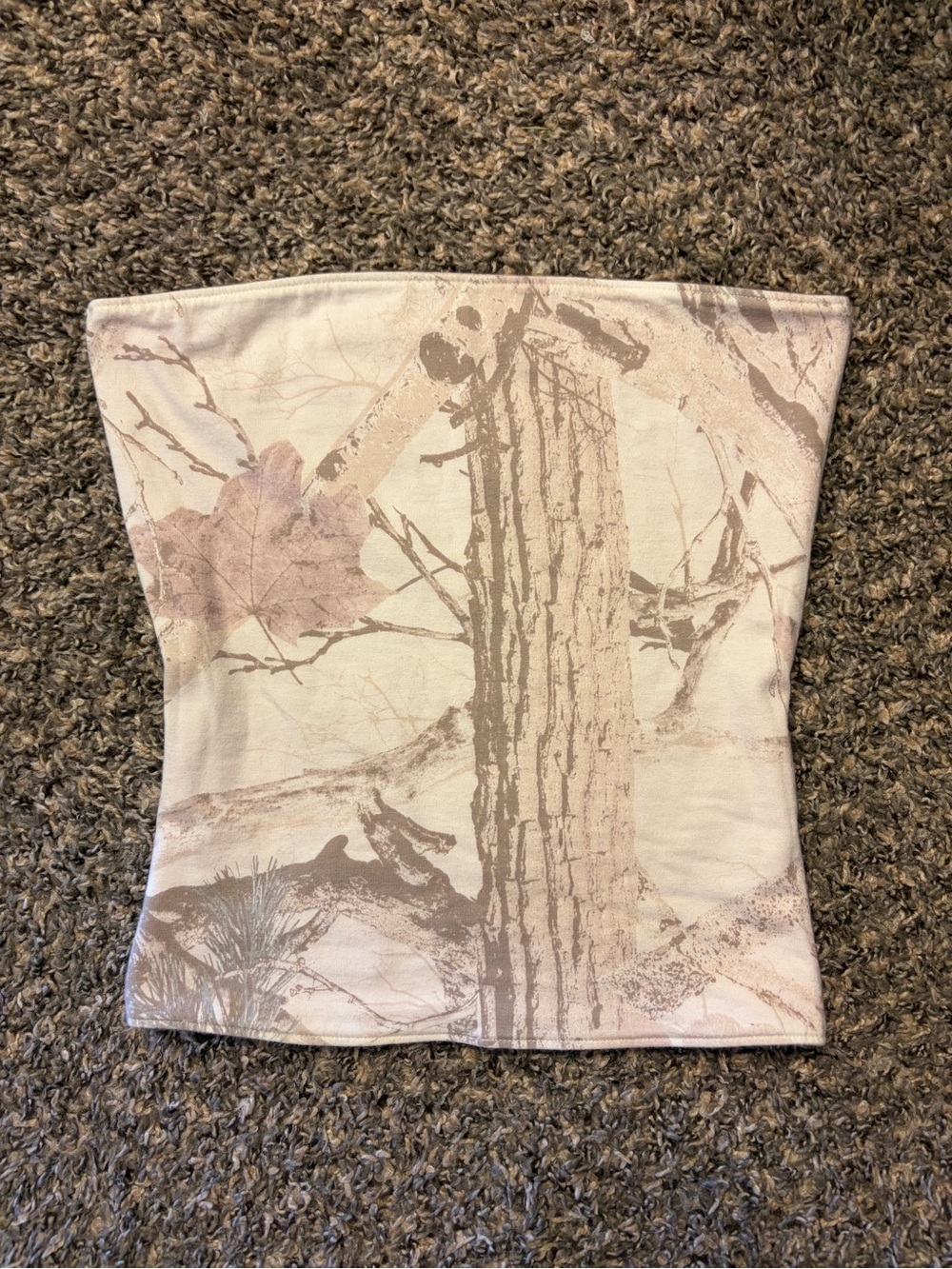 Hollister Beige & Taupe Camo-Print Strapless Crop Top